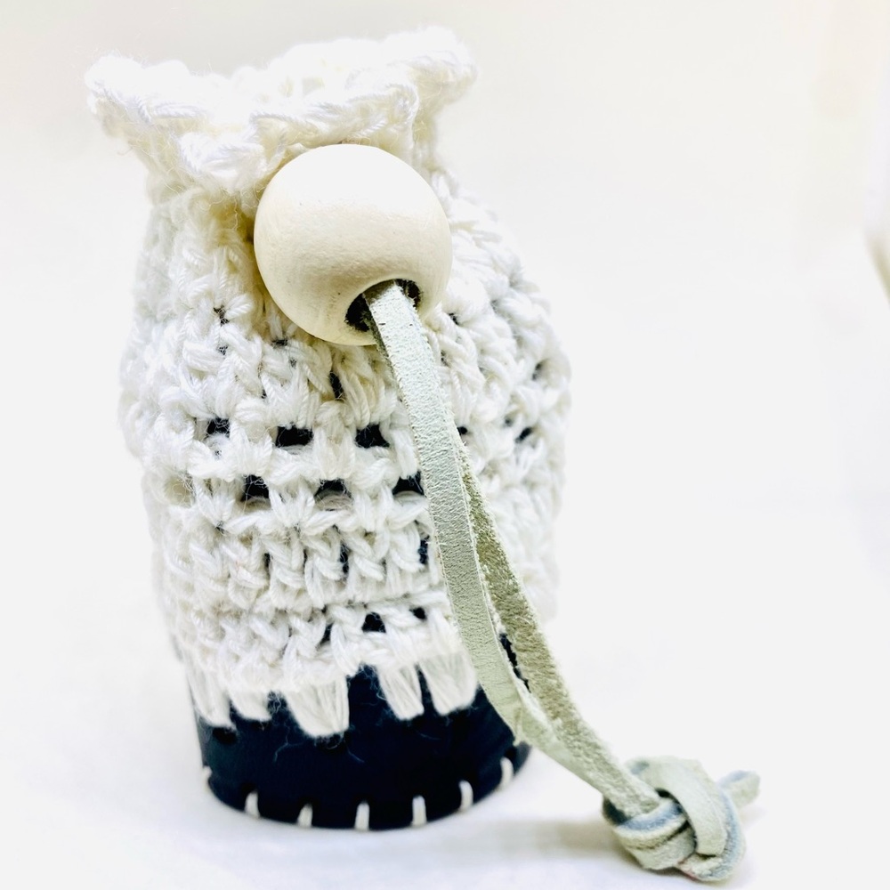 White and Black Crochet Wristlet